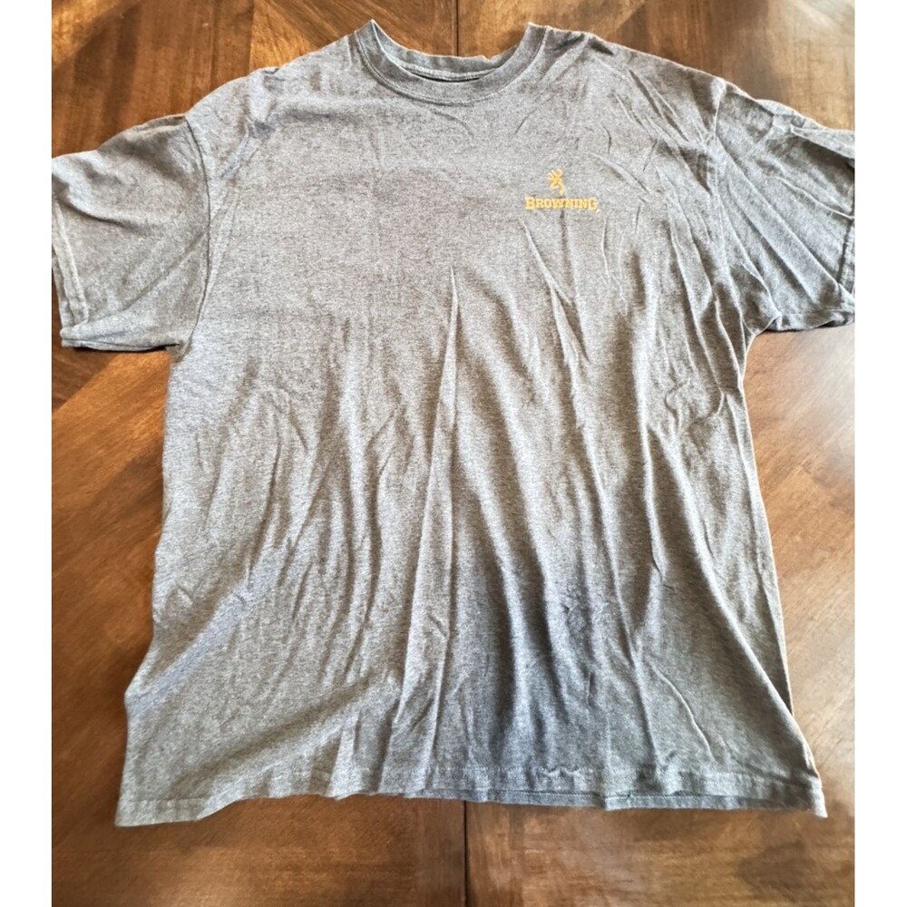Browning T-shirt Gray Mens XL 50% Cotton/50% Polyester Texas on Back
